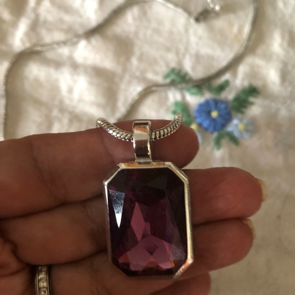 vintage christian dior purple stone Pendant necklace